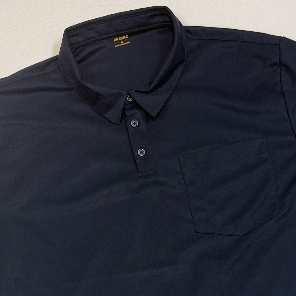 BRAHMA Polo Shirt Mens XL Dark Navy Blue Short Sleeve Pocket Stretch Casual